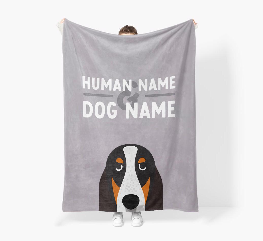 Human & Dog Name: Personalized {breedFullName} Premium Sherpa Fleece Blanket