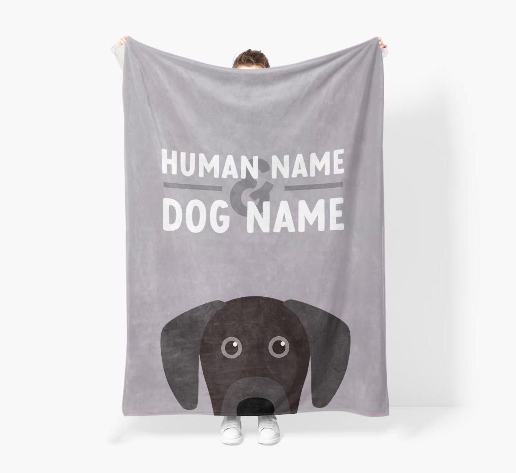 Human & Dog Name: Personalized {breedFullName} Premium Sherpa Fleece Blanket