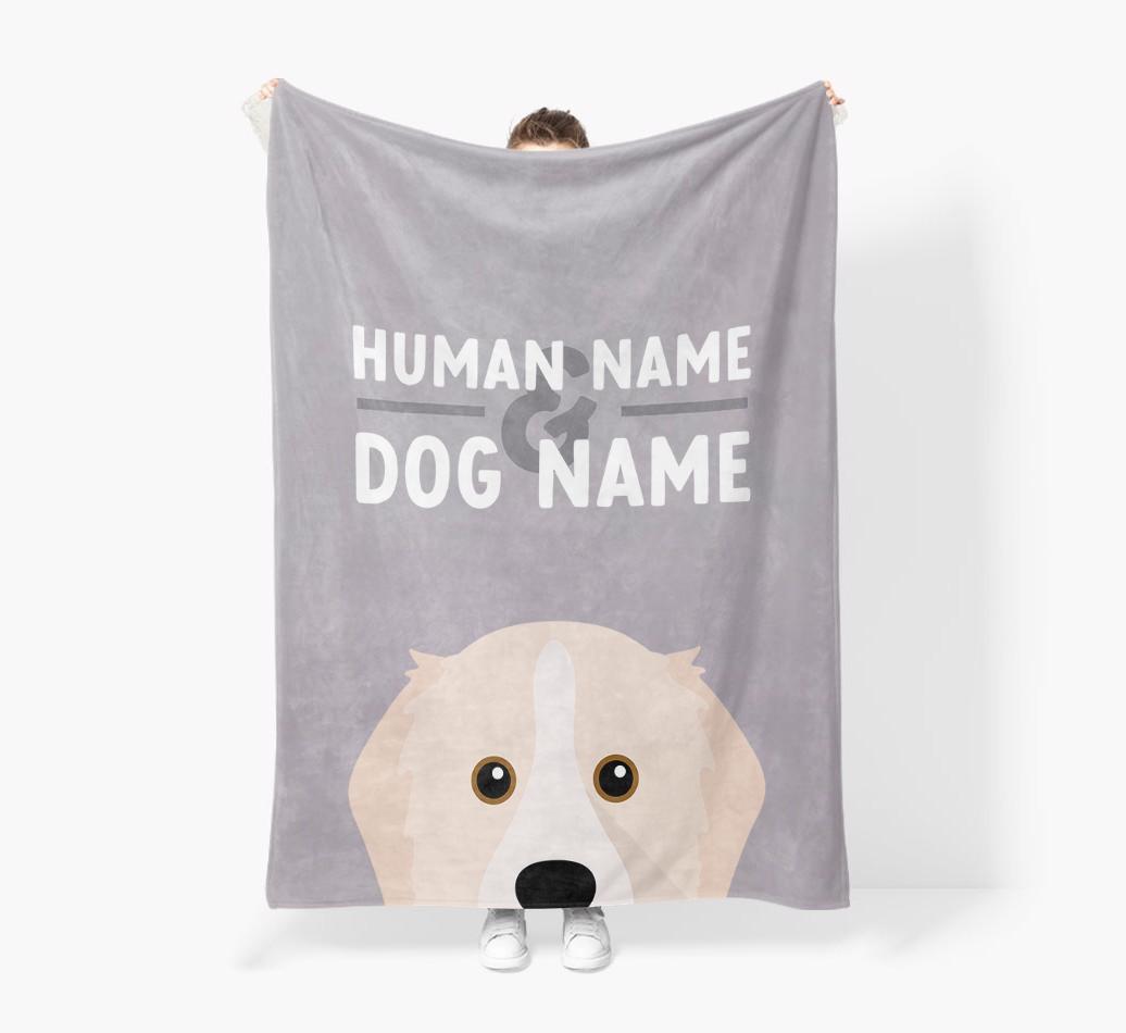 Human & Dog Name: Personalized {breedFullName} Premium Sherpa Fleece Blanket