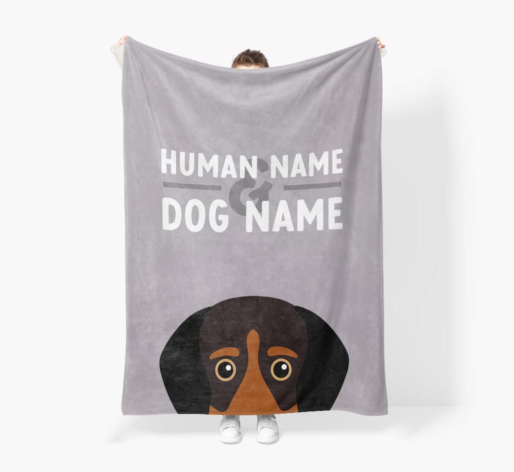 Human & Dog Name: Personalized {breedFullName} Premium Sherpa Fleece Blanket