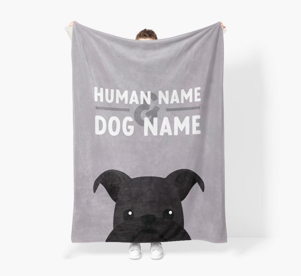 Human & Dog Name: Personalized {breedFullName} Premium Sherpa Fleece Blanket