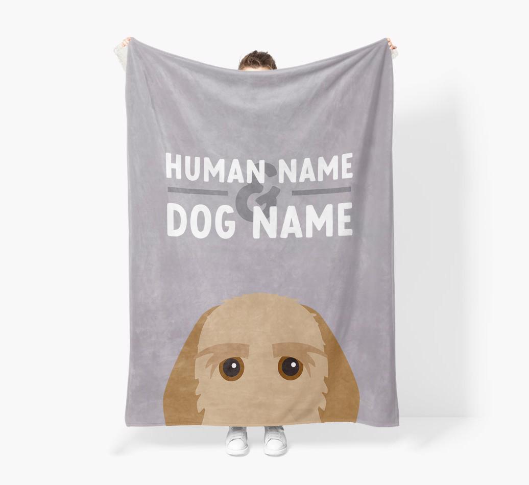 Human & Dog Name: Personalized {breedFullName} Premium Sherpa Fleece Blanket