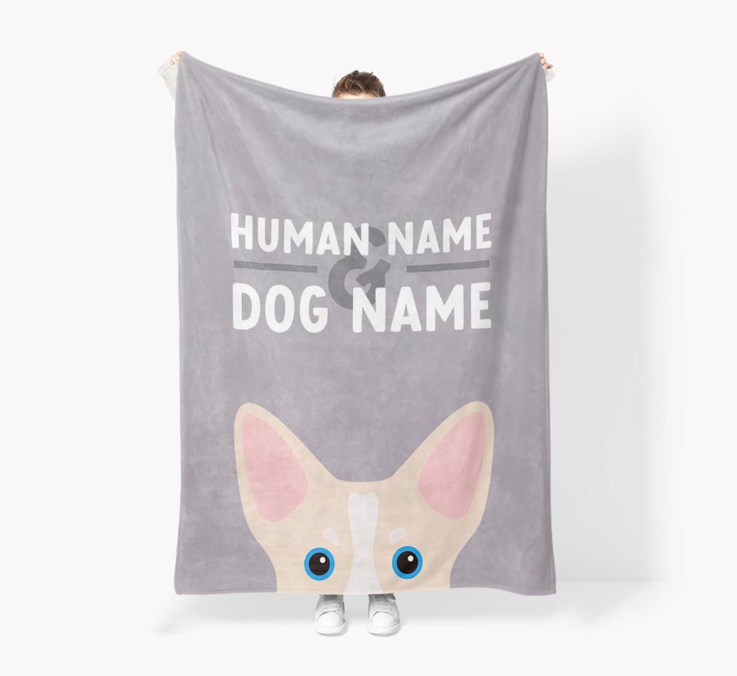 Human & Dog Name: Personalized {breedFullName} Premium Sherpa Fleece Blanket