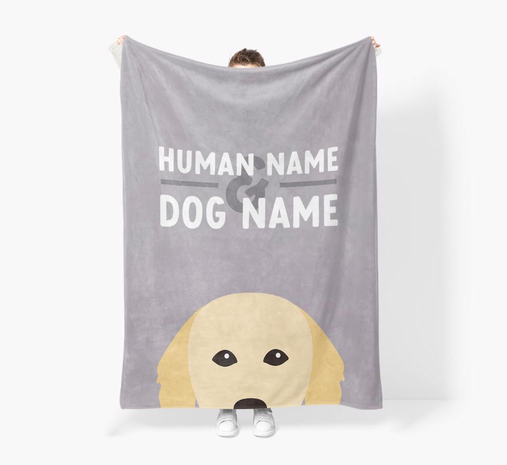 Human & Dog Name: Personalized {breedFullName} Premium Sherpa Fleece Blanket