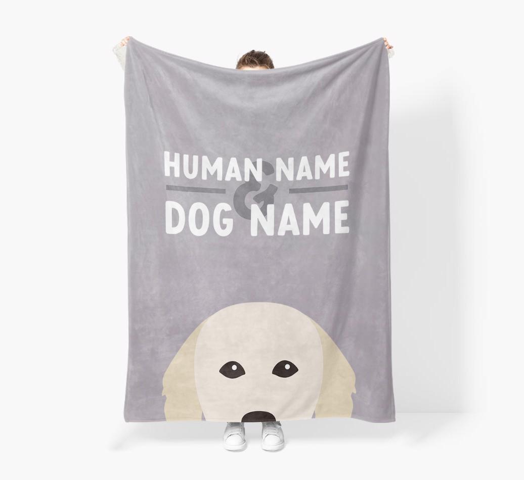 Human & Dog Name: Personalized {breedFullName} Premium Sherpa Fleece Blanket