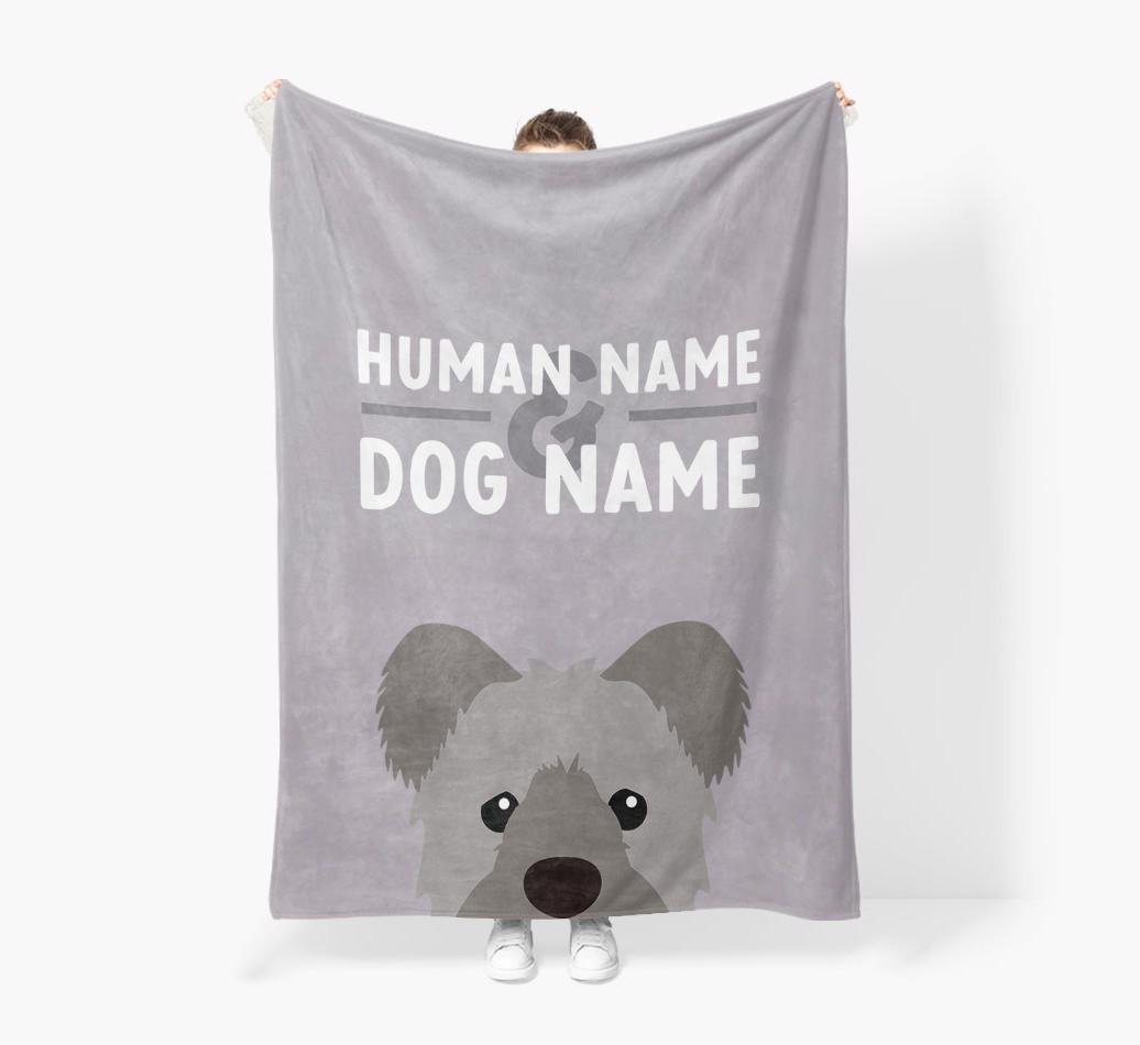 Human & Dog Name: Personalized {breedFullName} Premium Sherpa Fleece Blanket