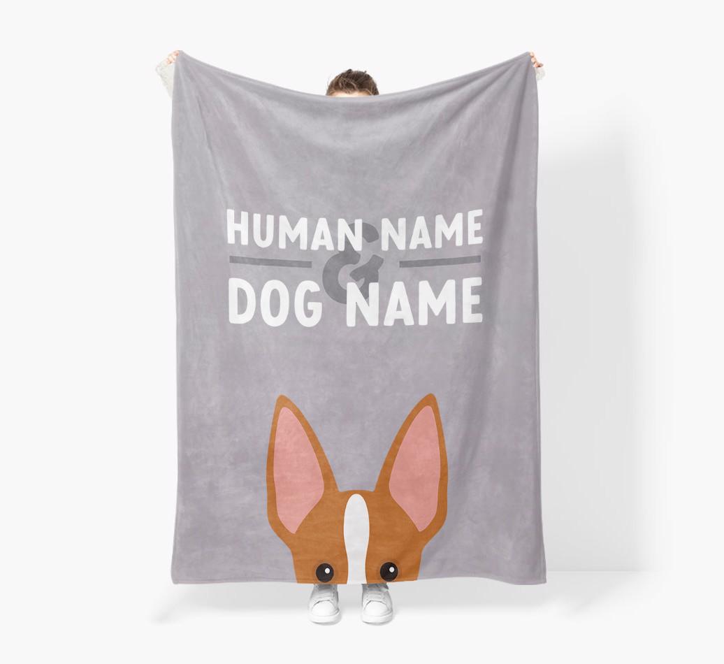 Human & Dog Name: Personalized {breedFullName} Premium Sherpa Fleece Blanket