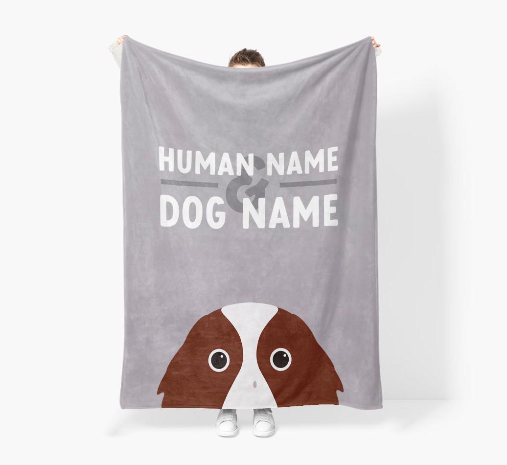 Human & Dog Name: Personalized {breedFullName} Premium Sherpa Fleece Blanket