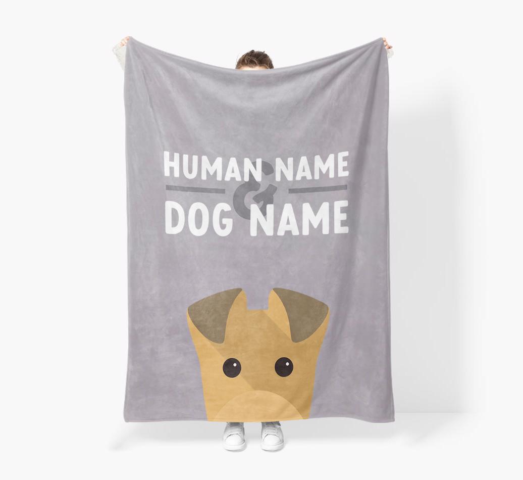 Human & Dog Name: Personalized {breedFullName} Premium Sherpa Fleece Blanket