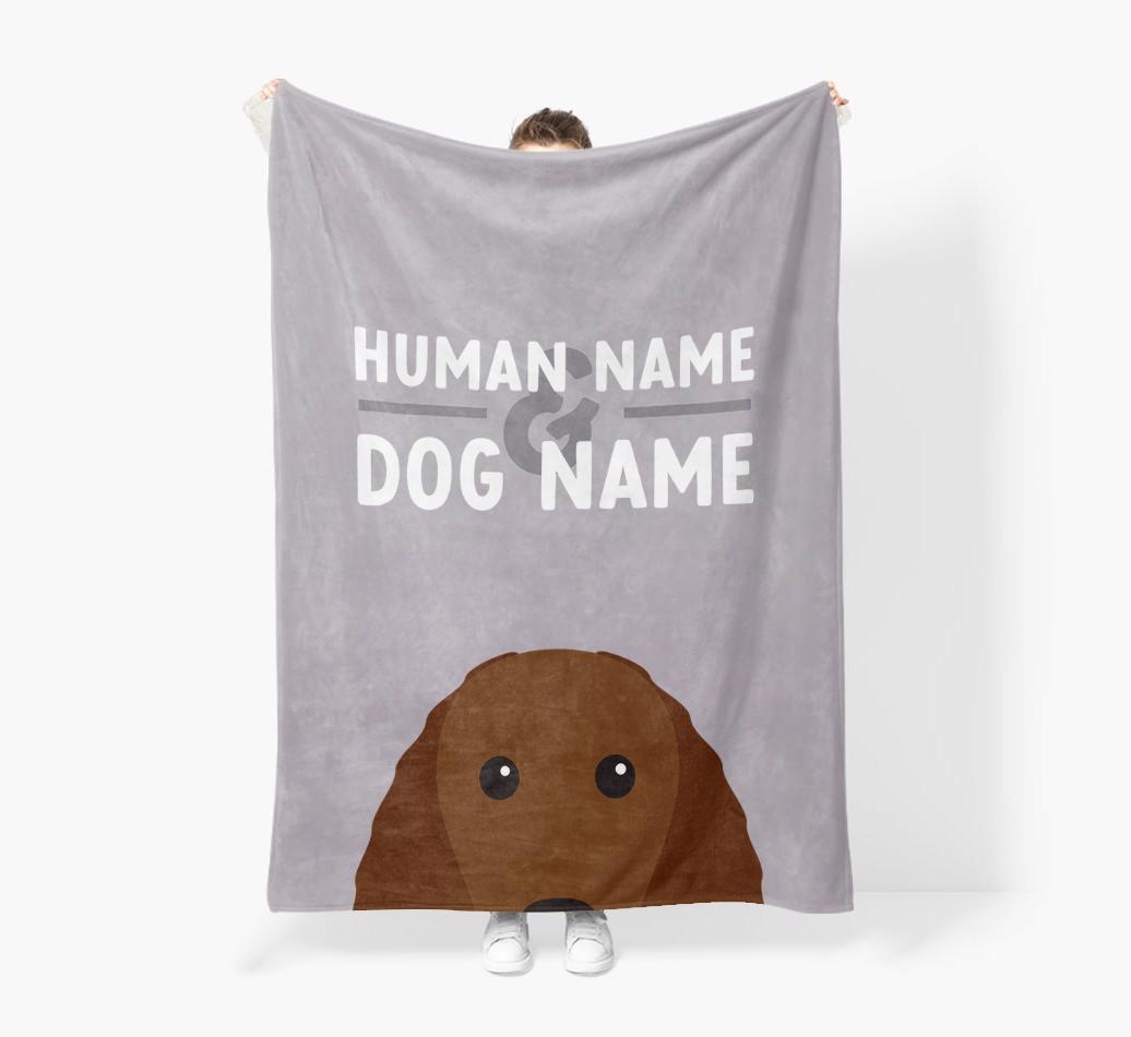 Human & Dog Name: Personalized {breedFullName} Premium Sherpa Fleece Blanket