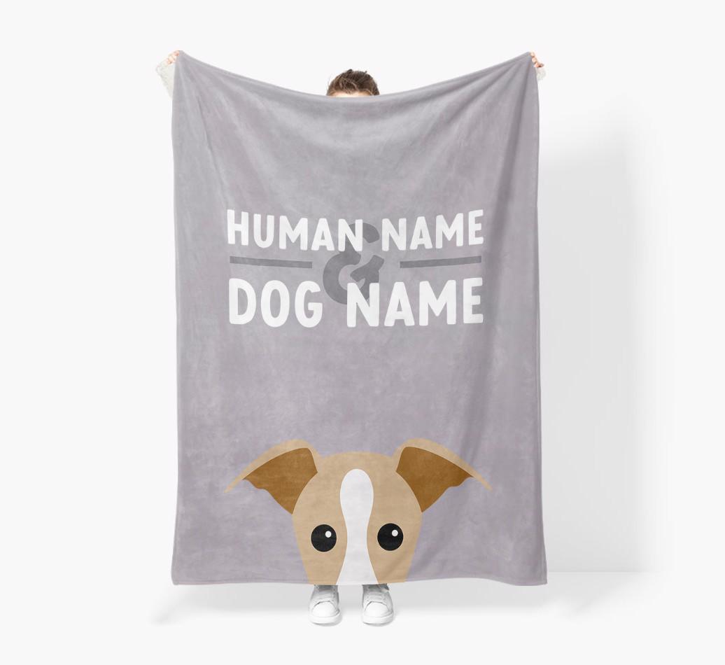 Human & Dog Name: Personalized {breedFullName} Premium Sherpa Fleece Blanket