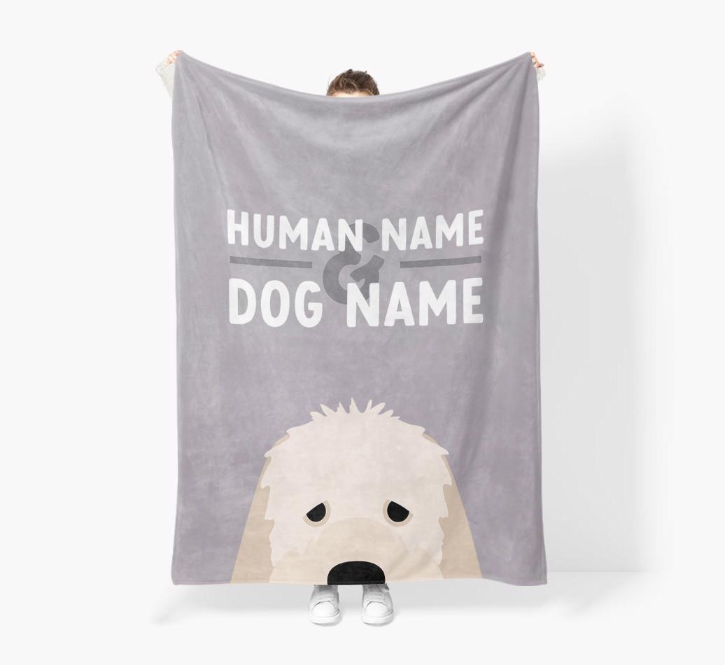 Human & Dog Name: Personalized {breedFullName} Premium Sherpa Fleece Blanket