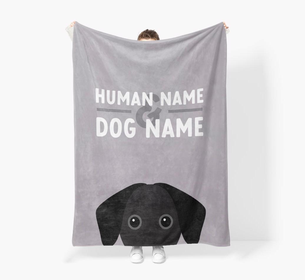 Human & Dog Name: Personalized {breedFullName} Premium Sherpa Fleece Blanket