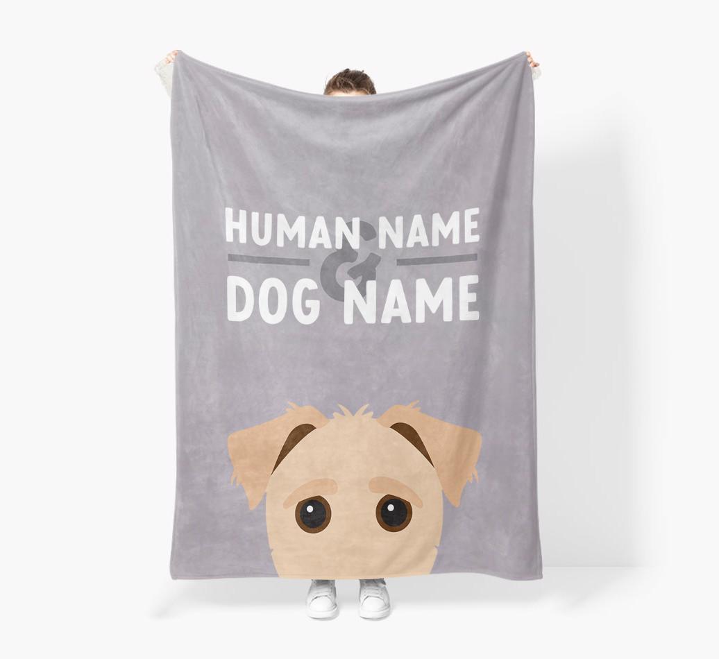 Human & Dog Name: Personalized {breedFullName} Premium Sherpa Fleece Blanket