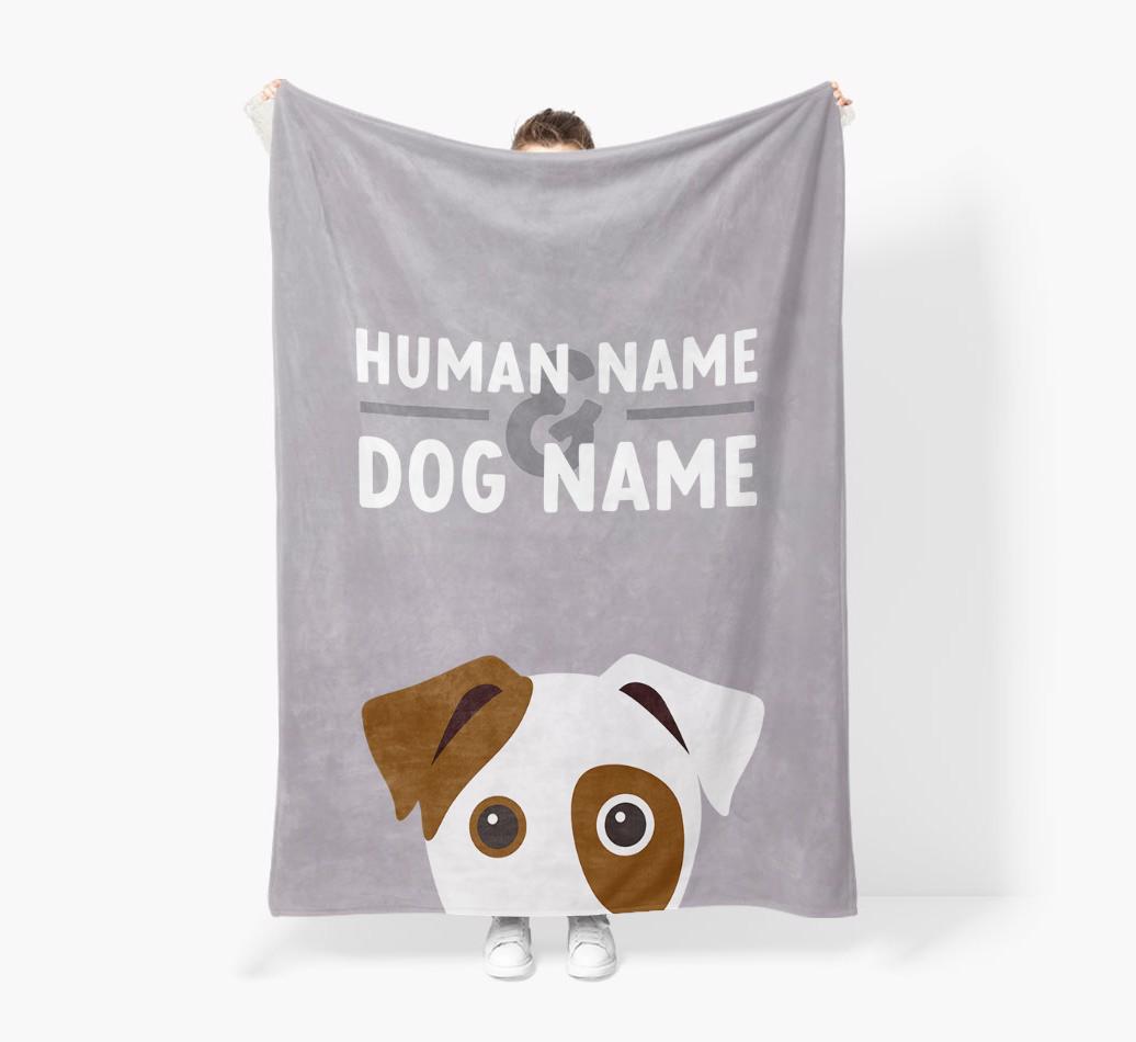 Human & Dog Name: Personalized {breedFullName} Premium Sherpa Fleece Blanket