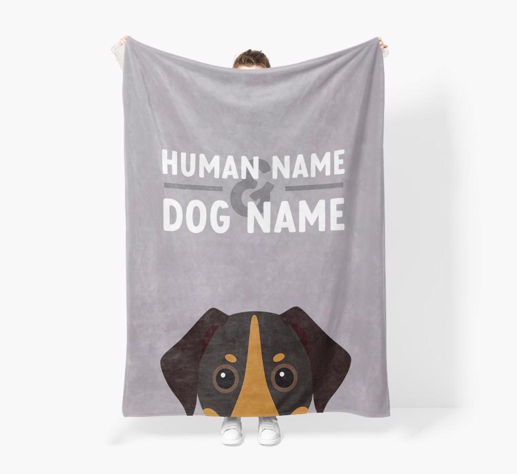 Human & Dog Name: Personalized {breedFullName} Premium Sherpa Fleece Blanket