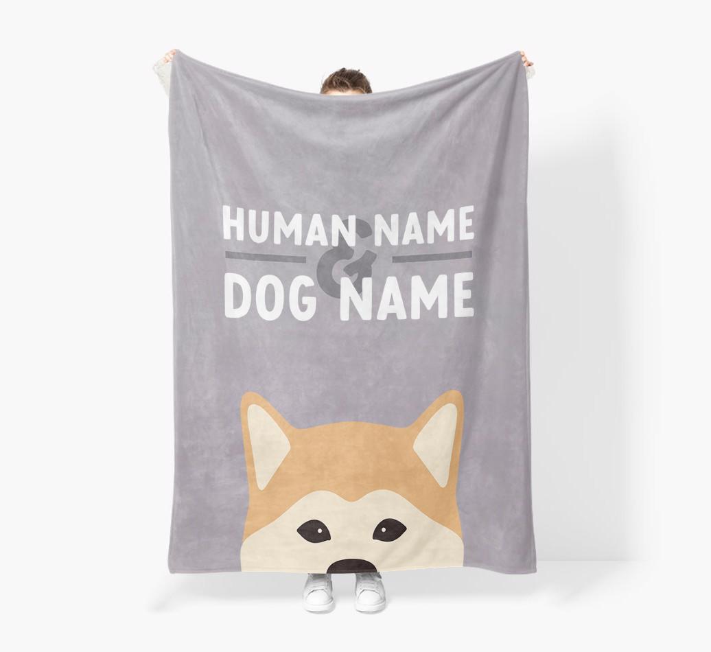 Human & Dog Name: Personalized {breedFullName} Premium Sherpa Fleece Blanket