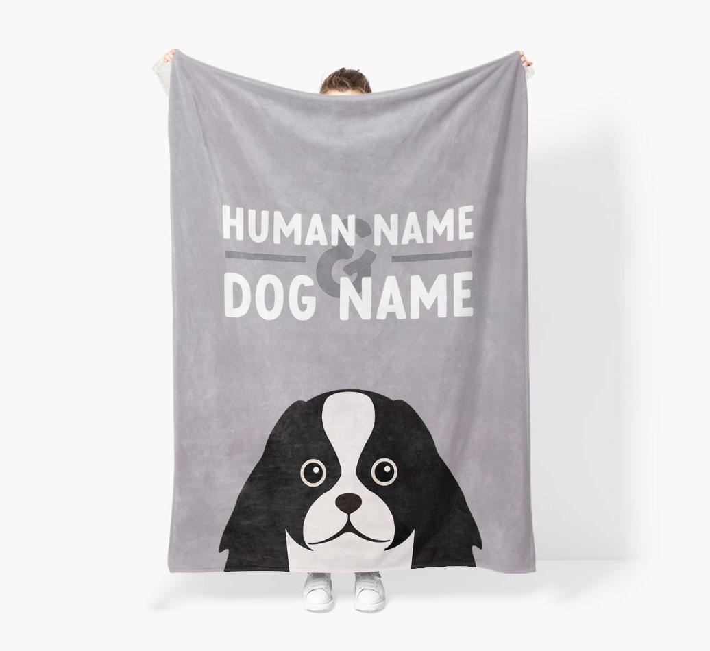 Human & Dog Name: Personalized {breedFullName} Premium Sherpa Fleece Blanket
