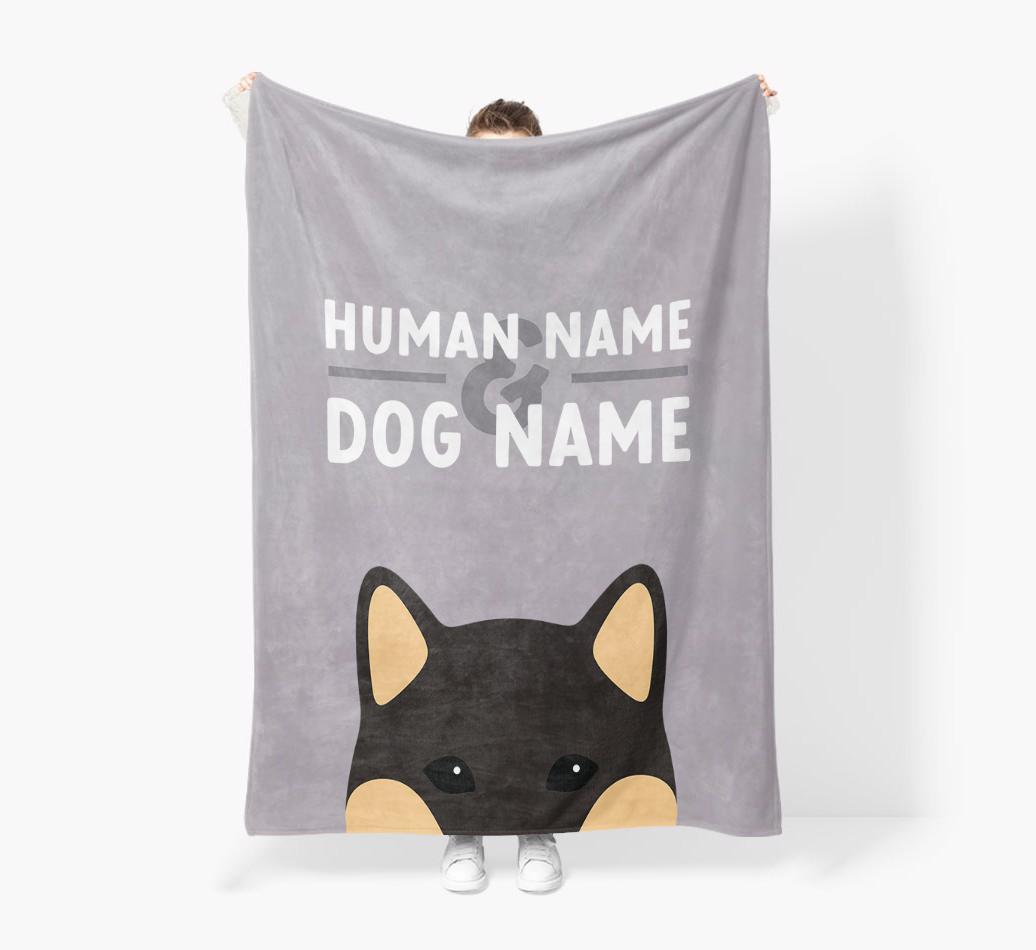 Human & Dog Name: Personalized {breedFullName} Premium Sherpa Fleece Blanket