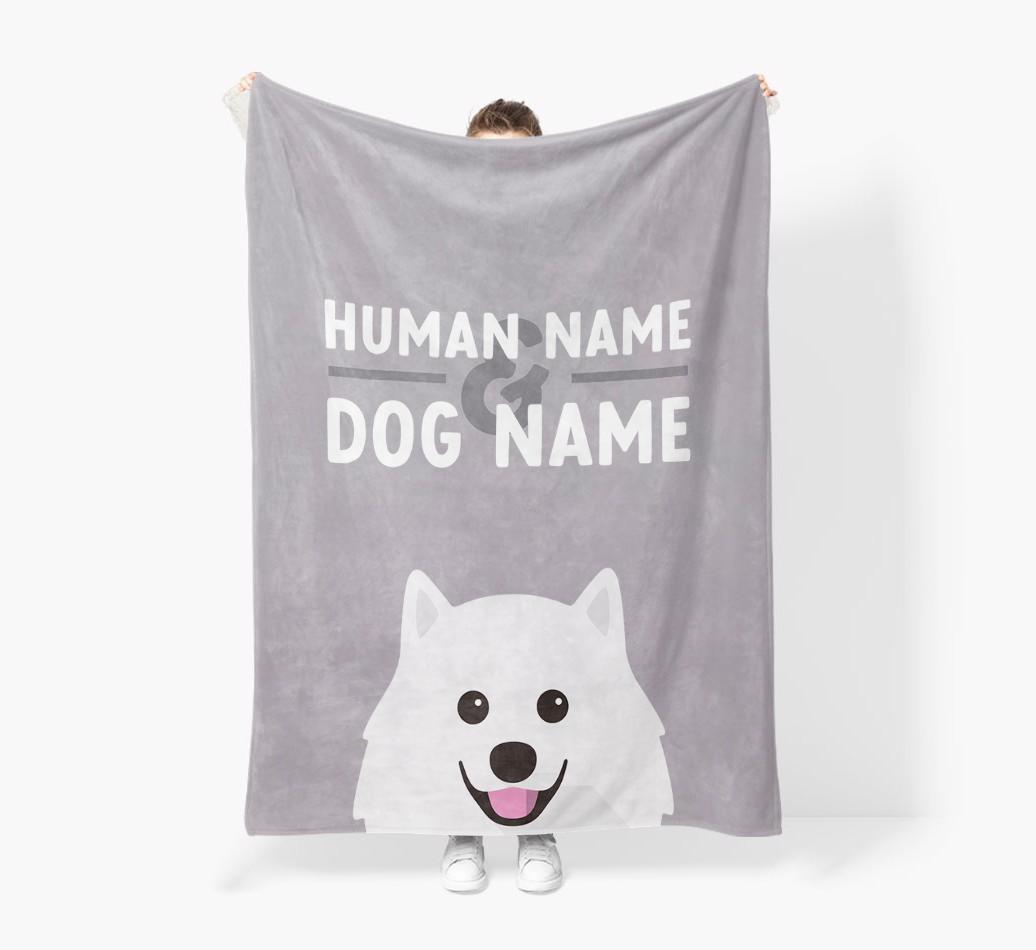 Human & Dog Name: Personalized {breedFullName} Premium Sherpa Fleece Blanket