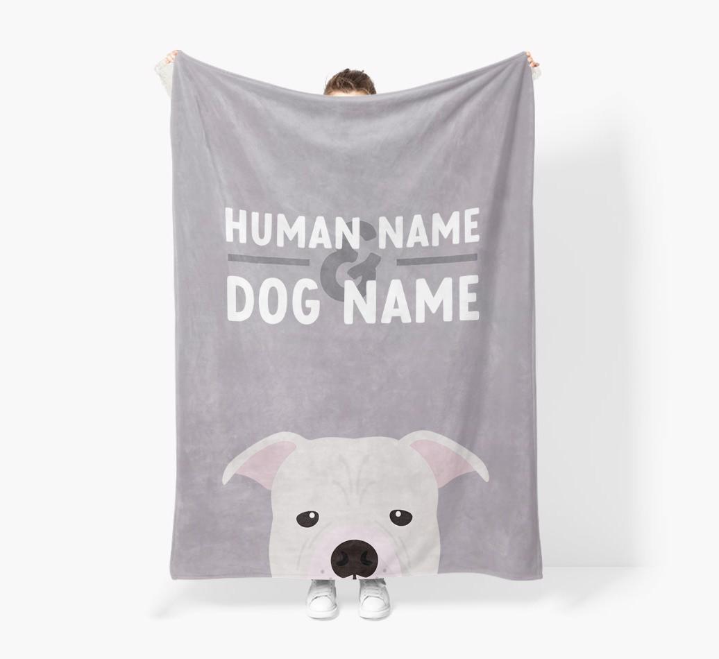 Human & Dog Name: Personalized {breedFullName} Premium Sherpa Fleece Blanket