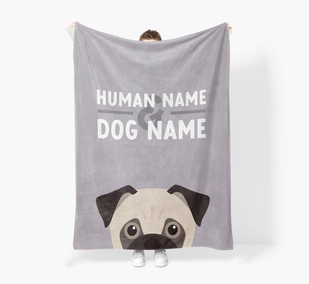 Human & Dog Name: Personalized {breedFullName} Premium Sherpa Fleece Blanket