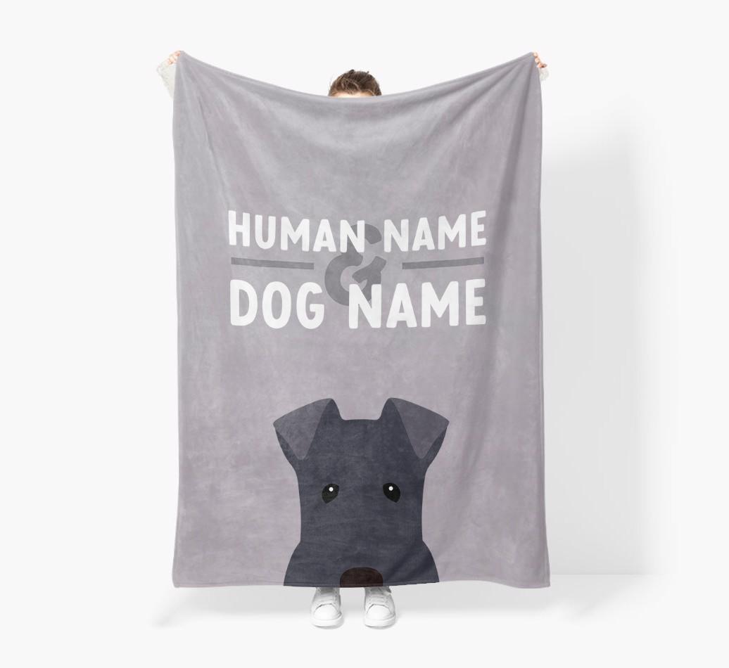 Human & Dog Name: Personalized {breedFullName} Premium Sherpa Fleece Blanket