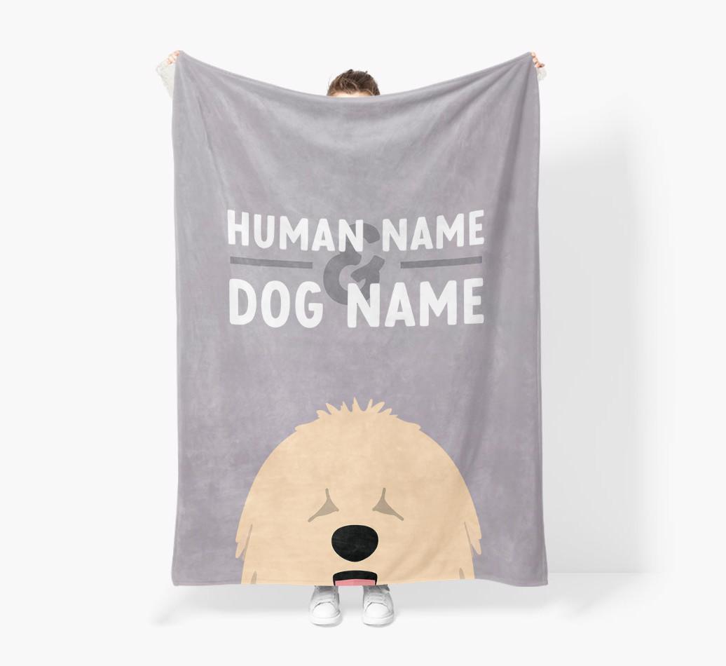 Human & Dog Name: Personalized {breedFullName} Premium Sherpa Fleece Blanket