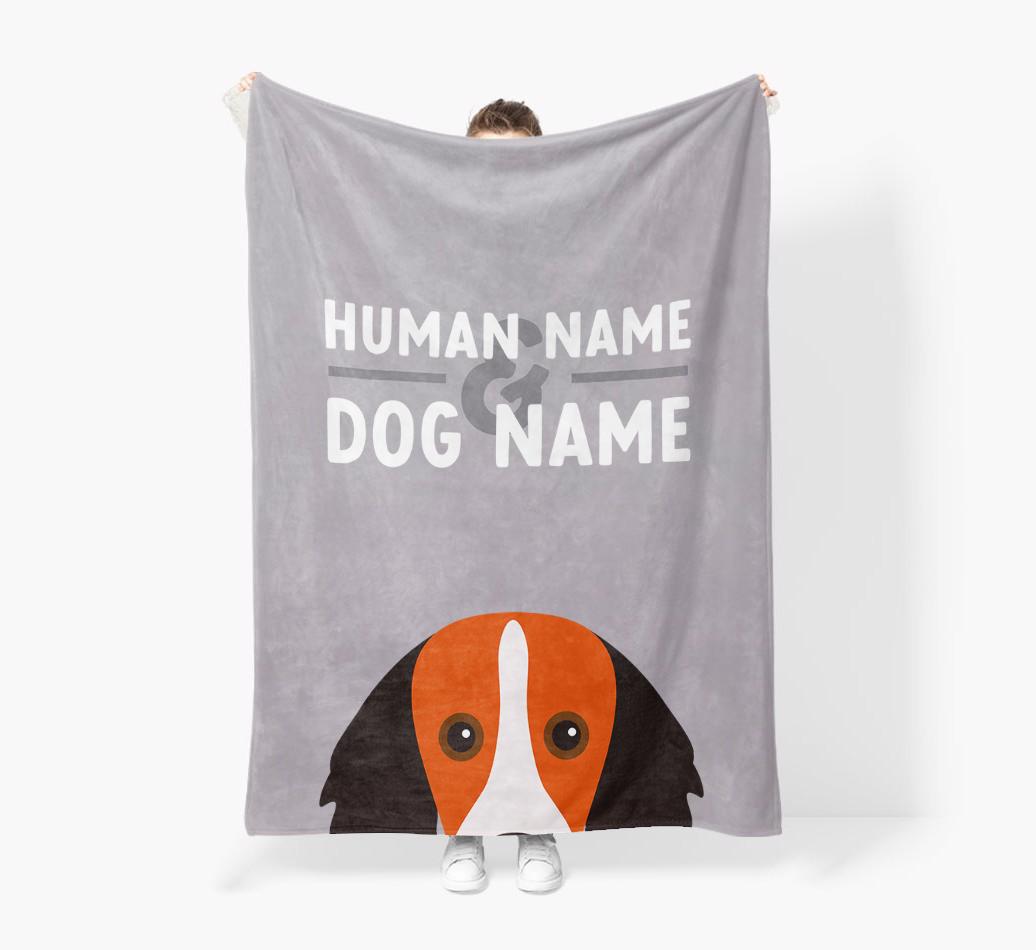 Human & Dog Name: Personalized {breedFullName} Premium Sherpa Fleece Blanket