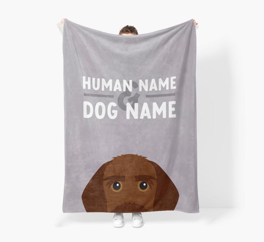 Human & Dog Name: Personalized {breedFullName} Premium Sherpa Fleece Blanket