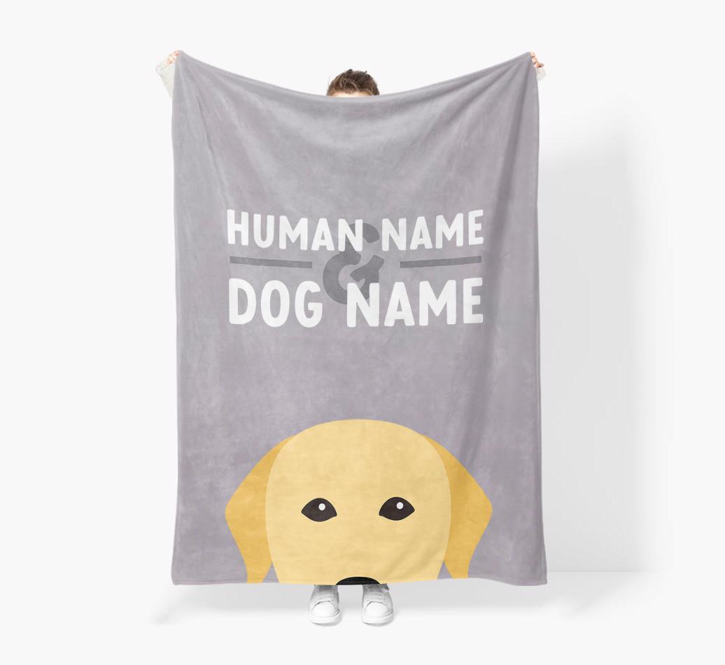 Human & Dog Name: Personalized {breedFullName} Premium Sherpa Fleece Blanket