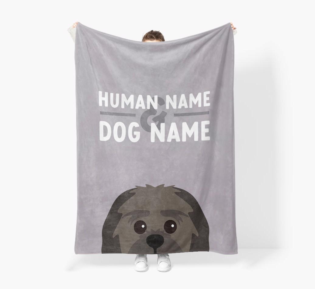 Human & Dog Name: Personalized {breedFullName} Premium Sherpa Fleece Blanket
