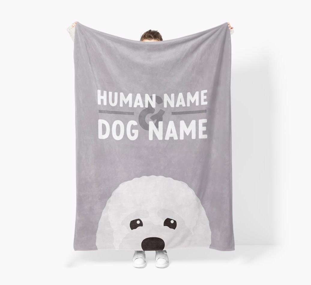 Human & Dog Name: Personalized {breedFullName} Premium Sherpa Fleece Blanket