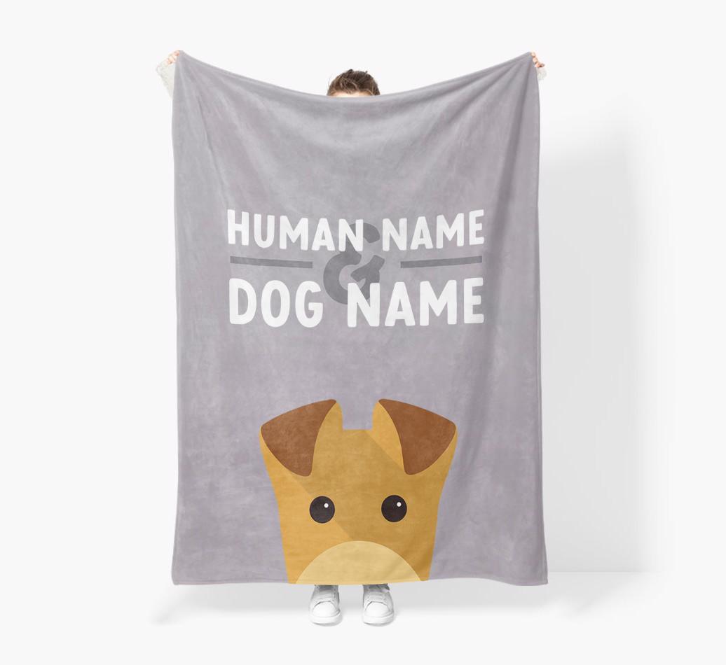 Human & Dog Name: Personalized {breedFullName} Premium Sherpa Fleece Blanket