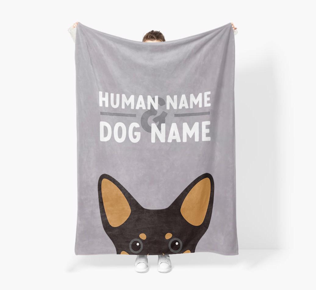 Human & Dog Name: Personalized {breedFullName} Premium Sherpa Fleece Blanket