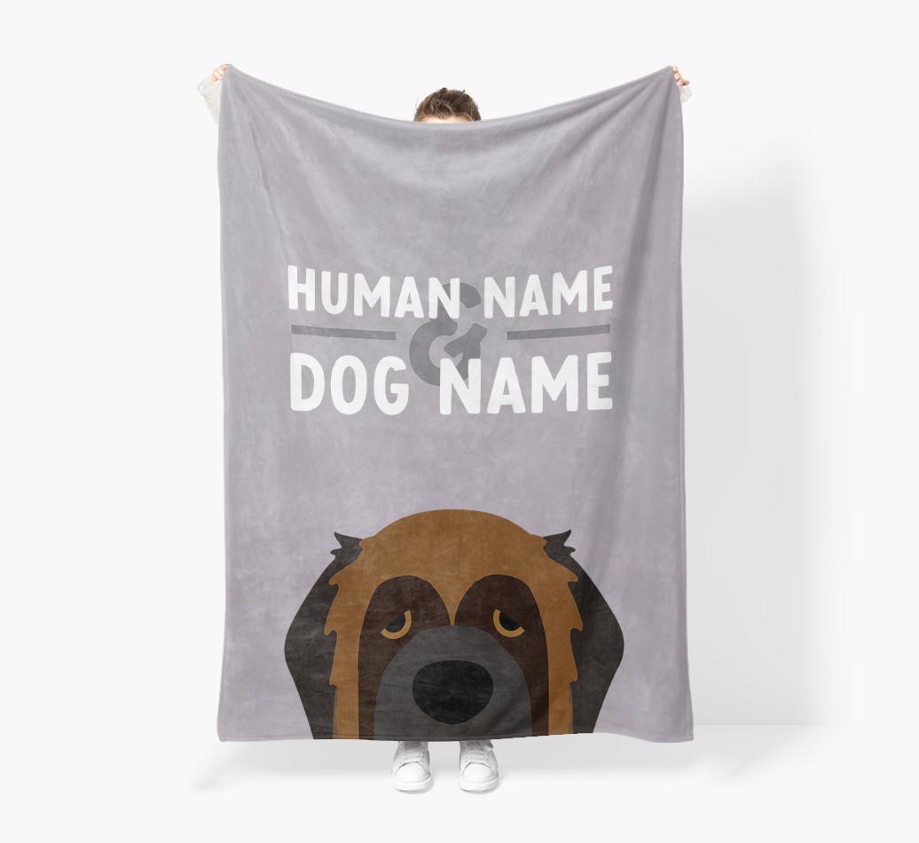 Human & Dog Name: Personalized {breedFullName} Premium Sherpa Fleece Blanket