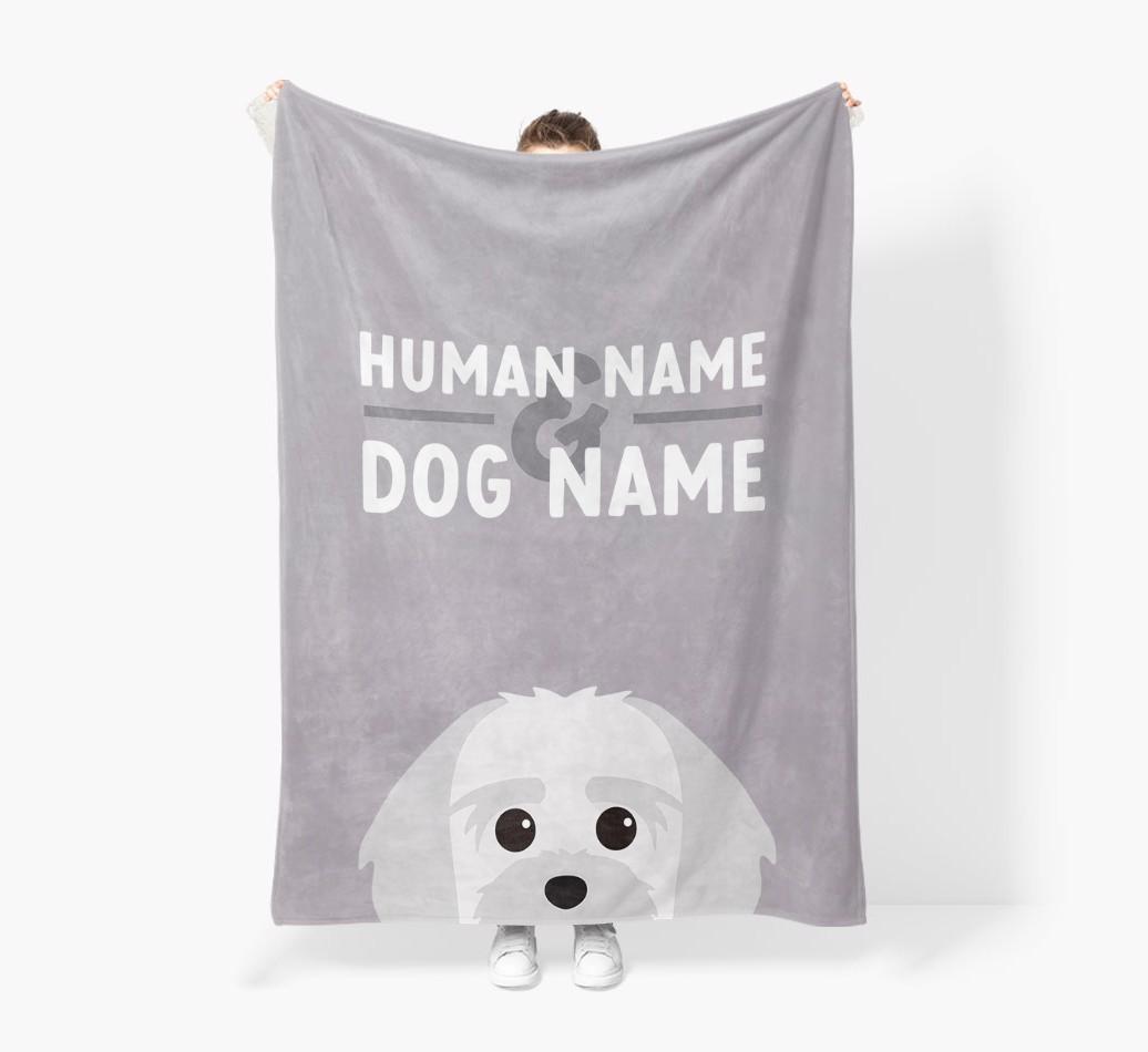 Human & Dog Name: Personalized {breedFullName} Premium Sherpa Fleece Blanket