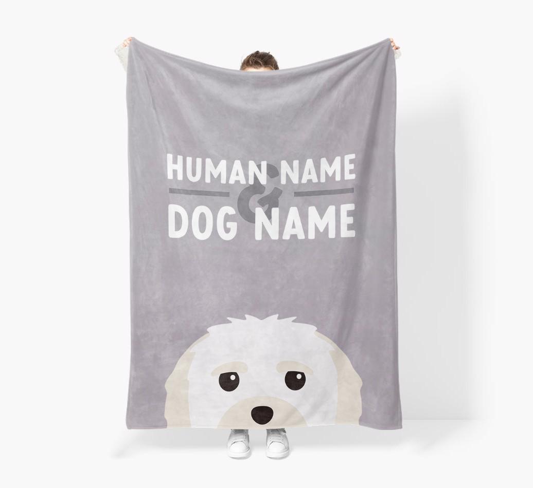 Human & Dog Name: Personalized {breedFullName} Premium Sherpa Fleece Blanket
