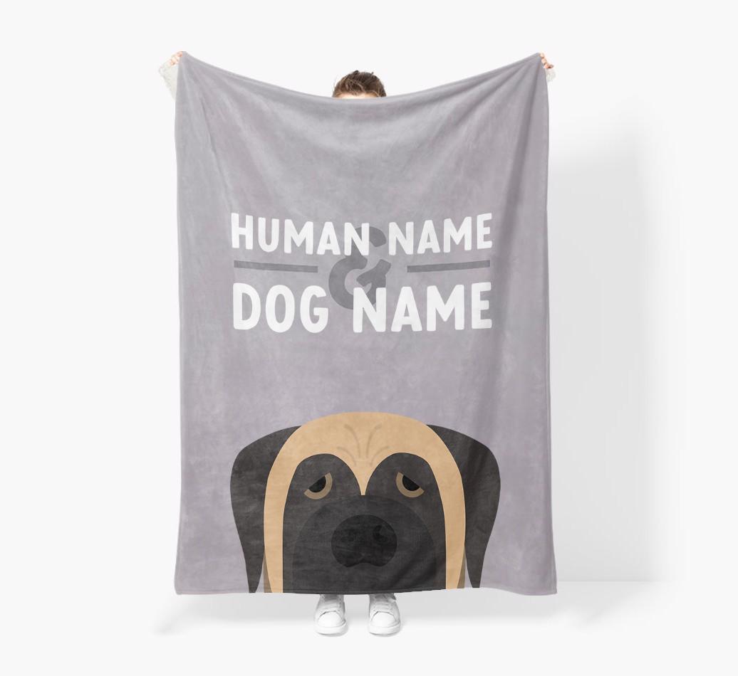 Human & Dog Name: Personalized {breedFullName} Premium Sherpa Fleece Blanket