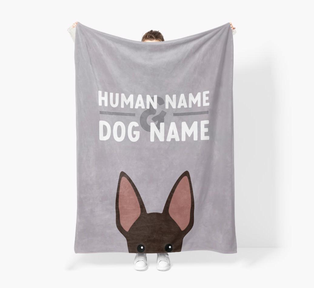 Human & Dog Name: Personalized {breedFullName} Premium Sherpa Fleece Blanket
