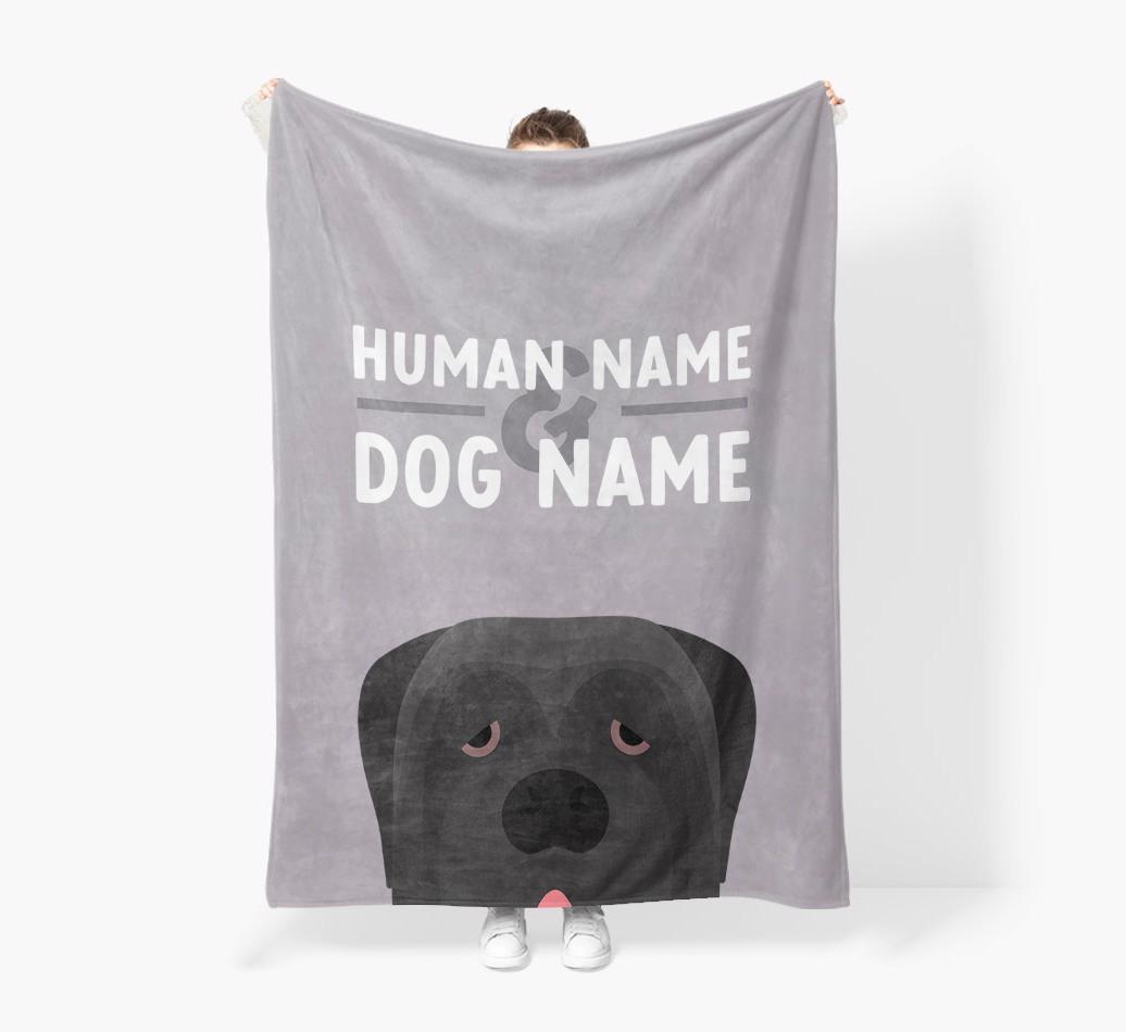 Human & Dog Name: Personalized {breedFullName} Premium Sherpa Fleece Blanket