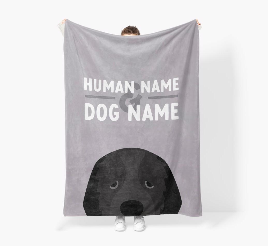 Human & Dog Name: Personalized {breedFullName} Premium Sherpa Fleece Blanket