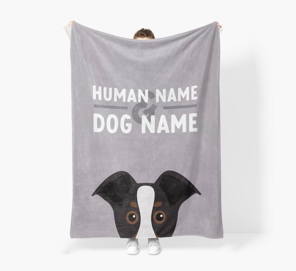 Human & Dog Name: Personalized {breedFullName} Premium Sherpa Fleece Blanket