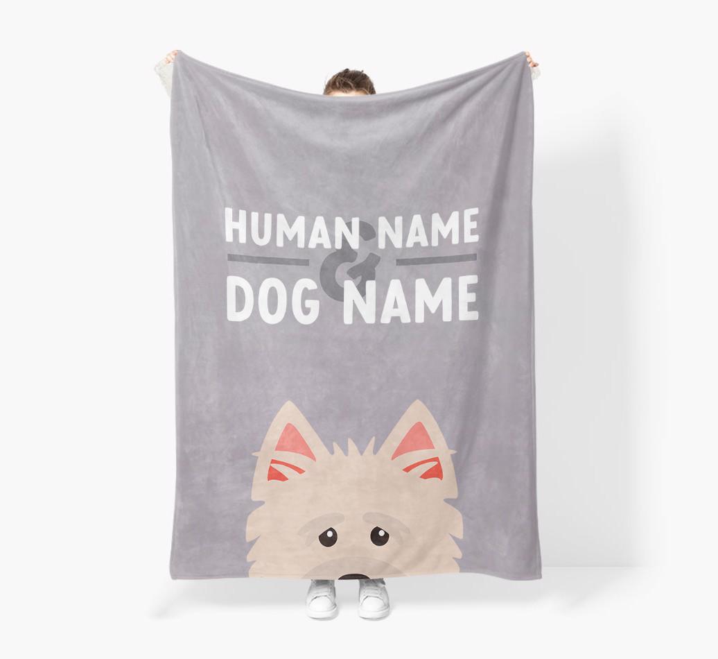 Human & Dog Name: Personalized {breedFullName} Premium Sherpa Fleece Blanket