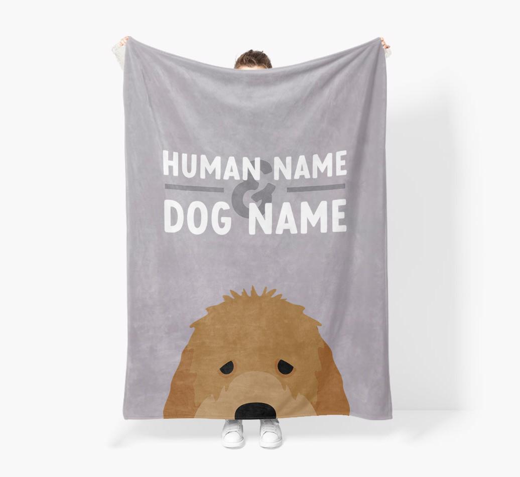 Human & Dog Name: Personalized {breedFullName} Premium Sherpa Fleece Blanket