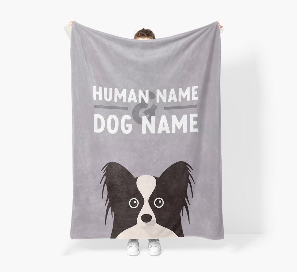 Human & Dog Name: Personalized {breedFullName} Premium Sherpa Fleece Blanket