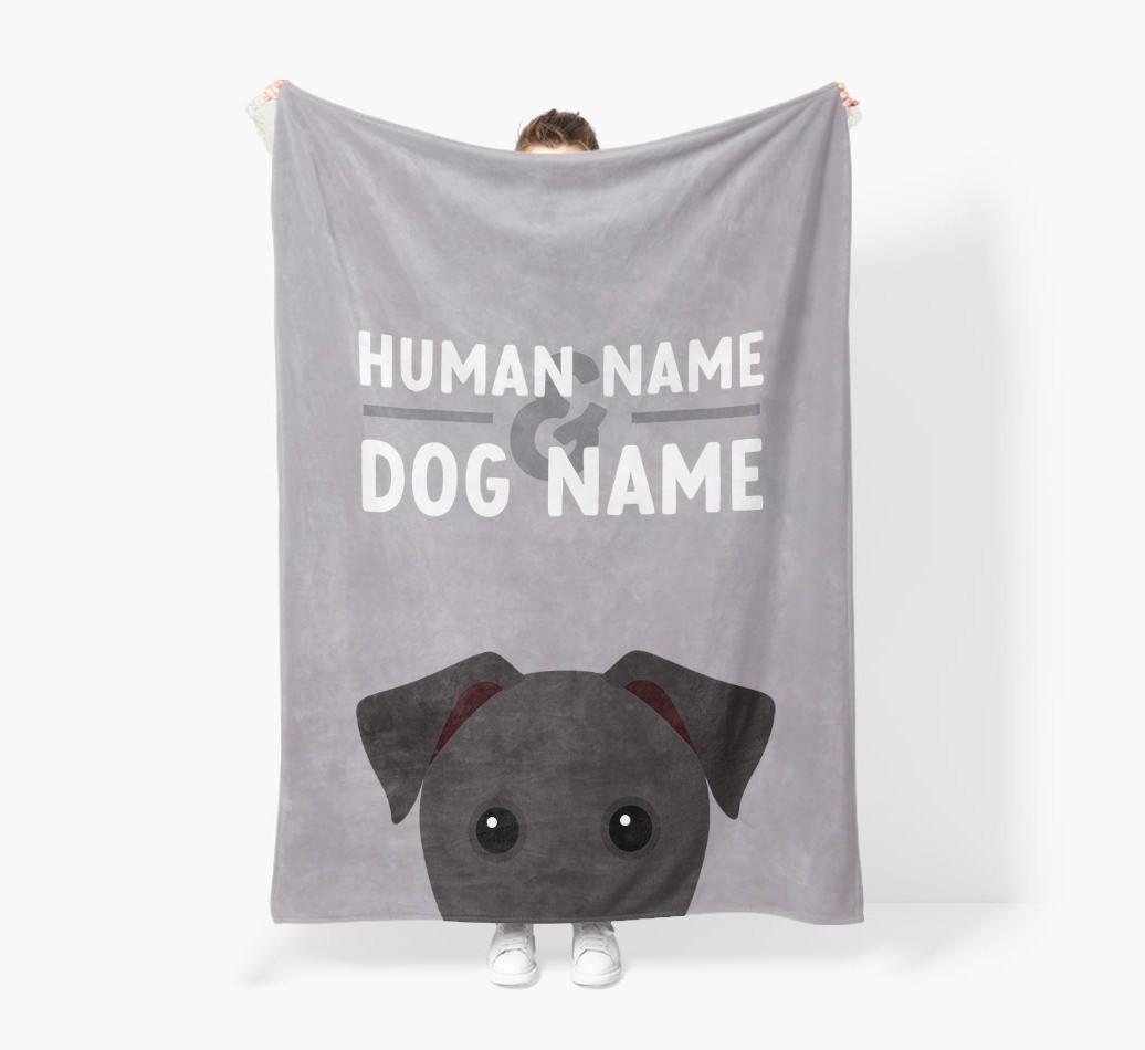 Human & Dog Name: Personalized {breedFullName} Premium Sherpa Fleece Blanket