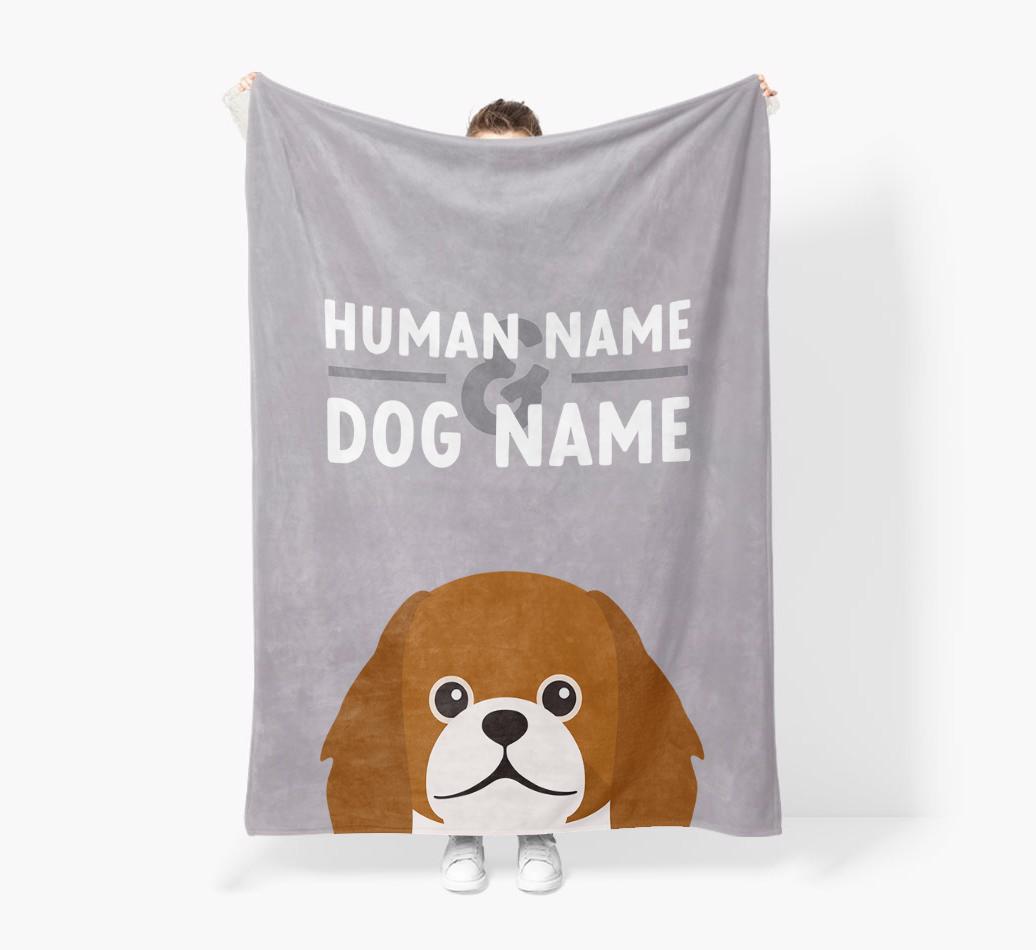 Human & Dog Name: Personalized {breedFullName} Premium Sherpa Fleece Blanket