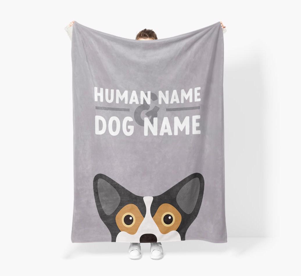 Human & Dog Name: Personalized {breedFullName} Premium Sherpa Fleece Blanket