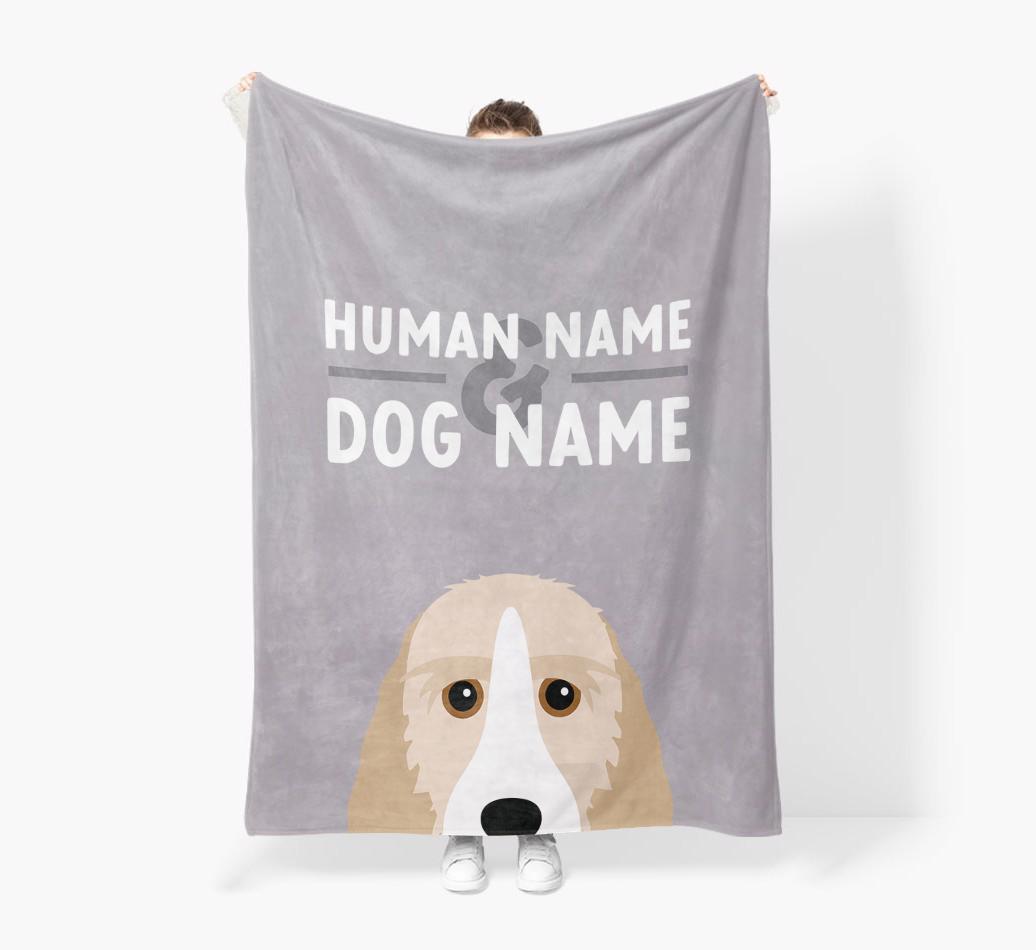 Human & Dog Name: Personalized {breedFullName} Premium Sherpa Fleece Blanket